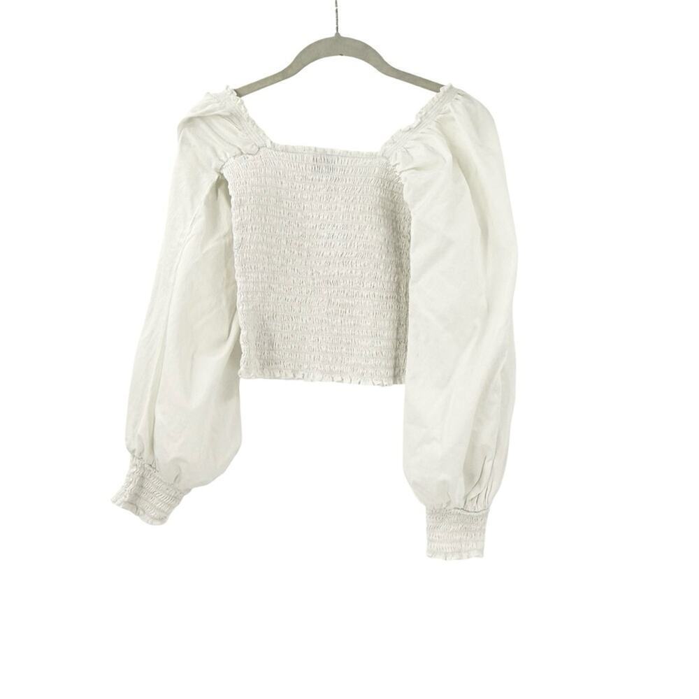 La Ligne Smocked Puff Sleeve Top Sz S - Picture 7 of 8